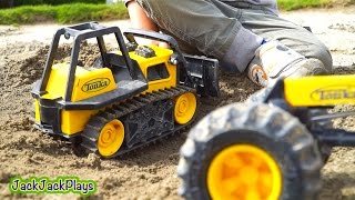 Construction Toy Trucks Working - Bulldozer Digging - Big Tonka Truck Collection