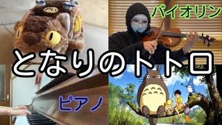 【コラボ】となりのトトロ  バイオリンとピアノで弾いてみた　My Neighbor Totoro   Violin and Piano Cover