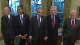 All living former presidents join for hurricane relief show