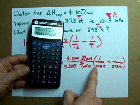 Find the Vapour Pressure (Clausius-Clapeyron Equation) Find the Vapour Pressure (Clausius-Clapeyron Equation)