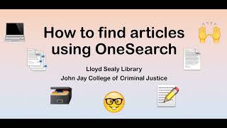 How to find articles using OneSearch