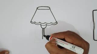 How to draw a table lamp for kids/table lamp drawing step by Step
