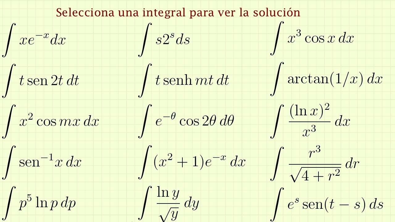 Varios Ejercicios Resueltos De Integrales Por Partes - Pares Del Libro ...