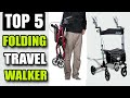 Best Lightweight Folding Travel Walker With Seat, 4 Wheel Walker Rollator, Sit Down Walker