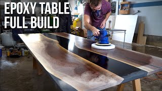 Building a HUGE epoxy dining table in my garage - DIY Start to Finish