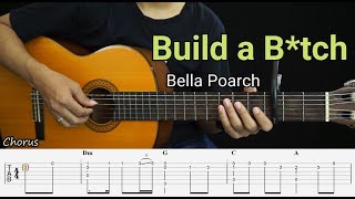 Build a B*tch - Bella Poarch - Fingerstyle Guitar Tutorial TAB + Chords + Lyrics