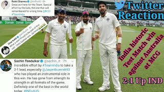 India historic 3rd Test Match win against Australia at MCG Twitter Reaction. INDvsAUS
