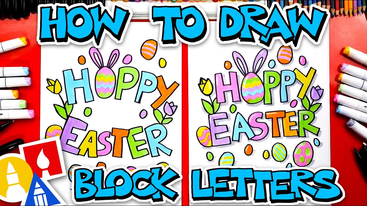 How To Draw Happy Easter In Block Letters - YouTube