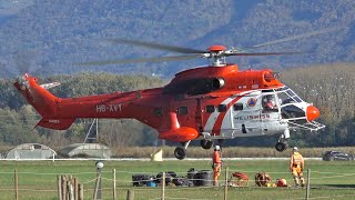 Airbus Helicopters H225 (Eurocopter AS332 Super Puma C1) takeoff \u0026 landing at Locarno | #helicopter