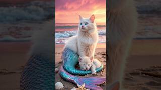 Mermaid Cat, Helping an Injured Tiger Cub 😿😭 #cat #ai #cutecat #aicat #catlover