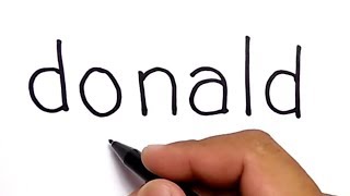 VERY EASY ! How to turn words DONALD into CARTOON for KIDS  / how to draw donald