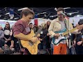 matteo mancuso u0026 cory wong jamming together at namm 2024 for bacci guitars funky blues part two