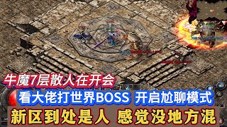 热血传奇：看大佬打世界BOSS，开启尬聊模式，牛魔七层散人在开会