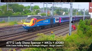 Locomotive Services Ltd 43083, two part move from Long Marston to Eastleigh for repaint. Railcam UK