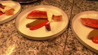 Red mullet is prepared at the 3 Michelin star restaurant La Vie