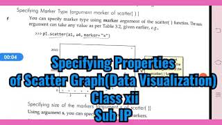 Specifying Properties of Scatter Graph(Data Visualization) Class xii Sub IP