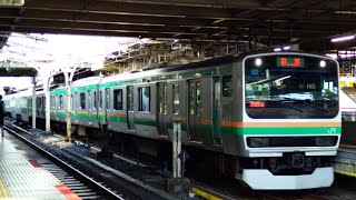 回1635E E231系1000番台宮ﾔﾏU540編成+E233系3000番台横ｺﾂE-54編成  上野入線シーン