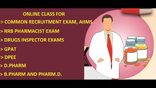 Online Class for Common Recruitment Exam AIIMS Pharmacist, RRB Pharmacist Exam and GPAT #pharmacy