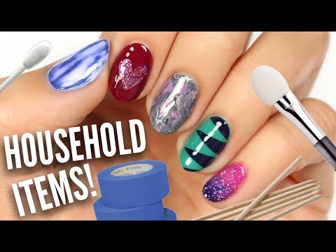 5 Easy Nail Art Designs Using HOUSEHOLD Items! 5 Easy Nail Art Designs Using HOUSEHOLD Items!