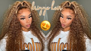 Half Up Half Down 😍 Honey Highlight Curly Wig Install ft Kriyya Hair