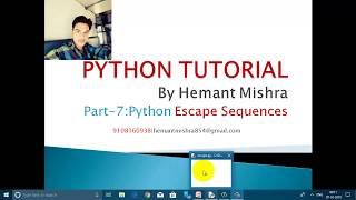 Python Escape Sequences in Hindi | Hemant Mishra | Python Tutorial Part 7