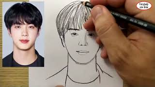 VERY EASY , How to draw jin bts / learn drawing academy