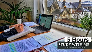 5 HOUR STUDY WITH ME | Background noise, 10-min Break, No music, Study with Merve