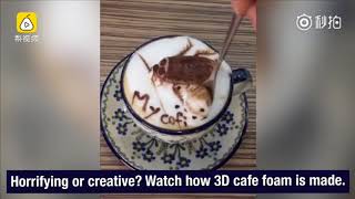 Horrifying or creative? Café in S. China’s Taiwan invented this 3D latte cockroach