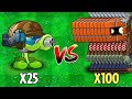 PvZ 2 Challenge - 25 Plants Level 1 Vs 100 Brickhead Zombies - Who will win?