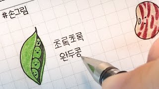 동글동글 귀여운 콩 9가지 그리기 / 손글씨 / 손그림 / handwriting [ddoddan]