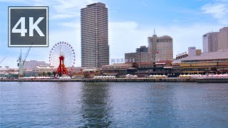 [4K] Summer Afternoon Walk in Kobe, Japan - Sannomiya to Bay Area | Binaural Sound ASMR