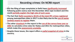 Recording crimes | on NCRB report_23 oct