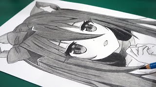 How To Draw a Cute Anime Wolf Girl "Using Only ONE Pencil"