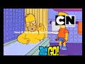 Bart Hits Homer With A Chair But It's Cartoon Network And Teen Titans Go