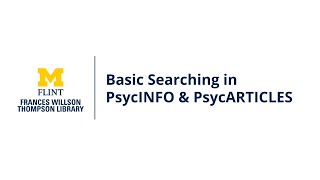 Basic Searching in PsycINFO & PsycARTICLES
