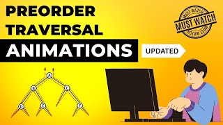 Preorder Traversal in Binary Tree Animations | Data Structure | Visual How