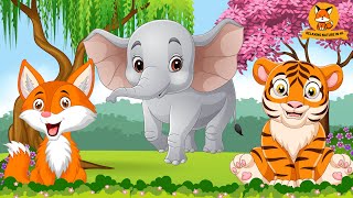 Playful Farm Animals: Elephant, Fox, Tiger, Flamingo, Monkey - Animal Sounds