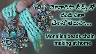 How to make Monalisa beads double layer grand long chain/Monalisa beads necklace making at home