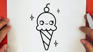 HOW TO DRAW A CUTE ICE CREAM CONE, STEP BY STEP, DRAW Cute things