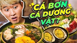 WOOSSI THỬ ĂN SỐNG CÁ BƠN, CÁ DƯƠNG VẬT | REVIEW CÁ BƠN VÀ HẢI SẢN TỪ K - Seafood