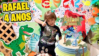 Rafael e seu ANIVERSÁRIO SURPRESA de 4 anos de Dinossauro (Happy Birthday Surprise Party Dinosaur)
