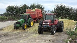 Mais hakselen en inkuilen met Claas Jaguar 860 - John Deere 6900 & Case 7110 Magnum - deel 2 (2018)