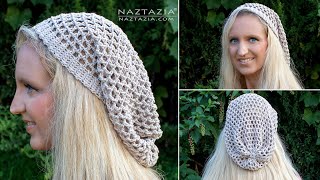 HOW to CROCHET EASY MESH HAT - Fast  Beginner Hair Net Hats and Snood by Naztazia