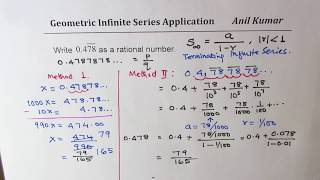 Write 0.4787878 Repeating Decimal as Rational Number Geometric Infinite Series | Grade 11 | IITJEE