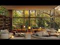 🌞 sunny autumn day in forest bedroom with soothing jazz piano music for relaxing and sleeping 🍂