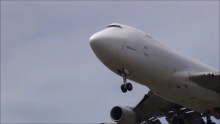 横風ウインドシア10ノット 頭上通過の迫力ランディング❣ アトラスN407KZ 成田空港１６Lエンドスポット nrthhh