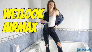 Wetlook girl in jeans | Wetlook denim shirt | Wetlook Nike Airmax