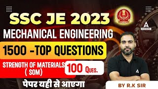 SSC JE Mechanical Engineering | TOP 1500 Questions | Strength of Materials ( SOM) (100 Ques.)
