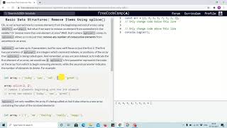 Tutorial 5 - splice method to remove items in array - freecodecamp