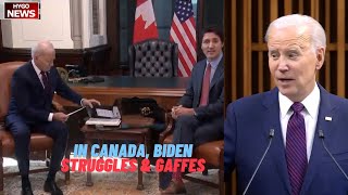 In Canada, Biden giant teleprompter \